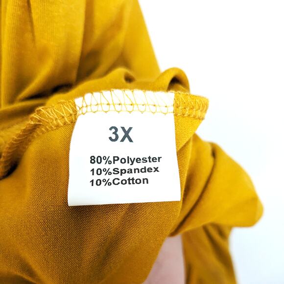 2 New Allegrace Womens 3X Shirts Tops Plus Size Short Sleeve Tan Yellow - Picture 10 of 11